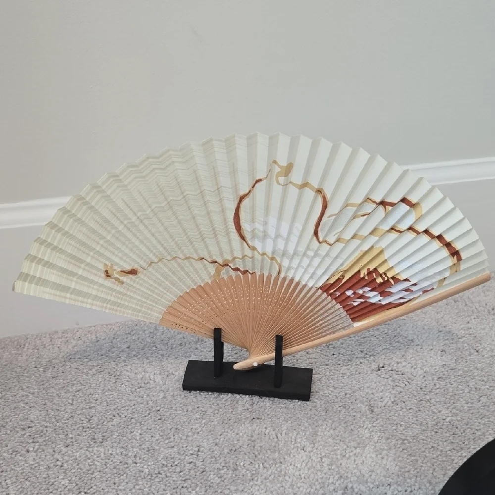 Elegant Decorative Mt. Fuji Fan with Stand